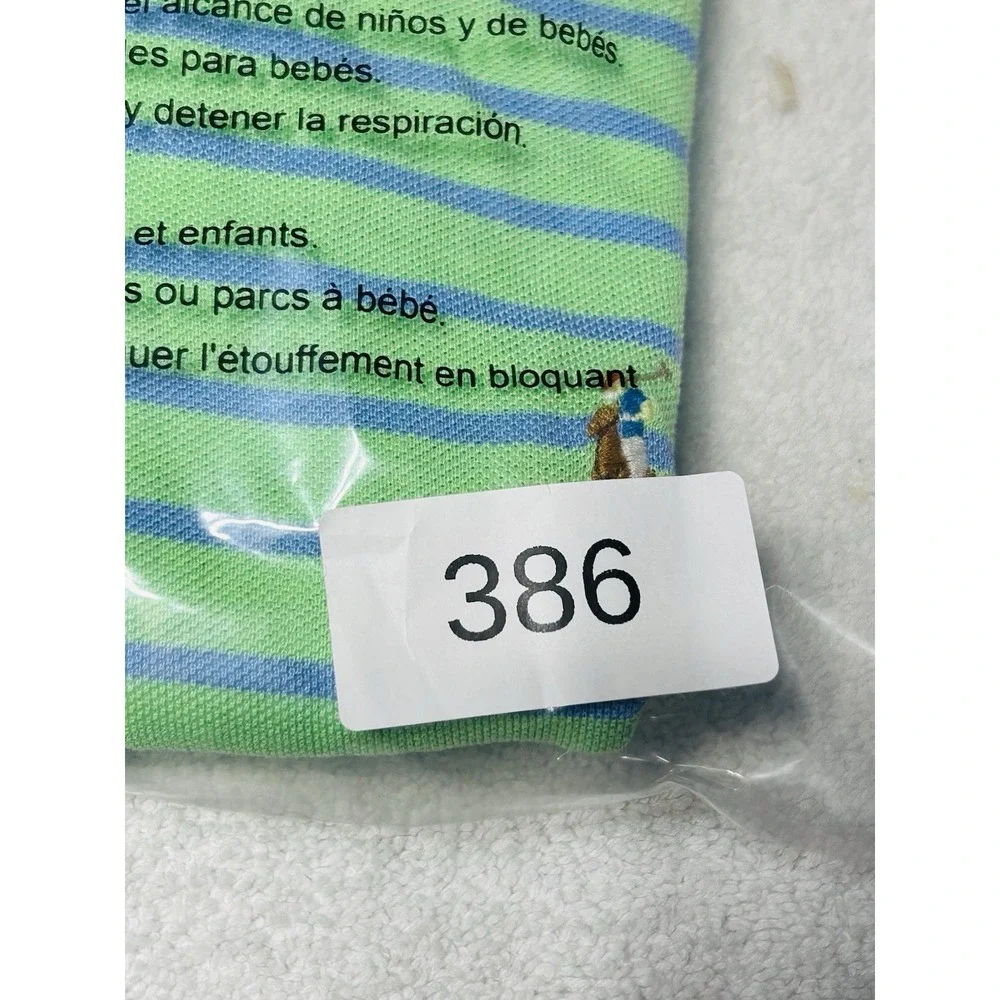 Polo Ralph Lauren Polo Shirt Men's L Green/Blue Striped Short Sleeve Flesh Pony